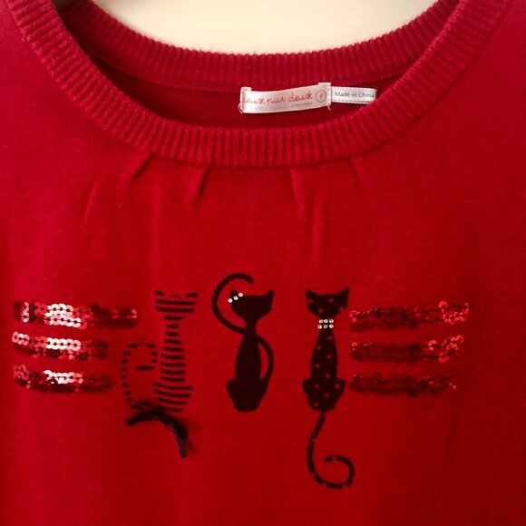 [Kids 8] Deux par Deux Girls Cat Sequin Sweater Dress Tunic Holiday Christmas - Picture 3 of 7